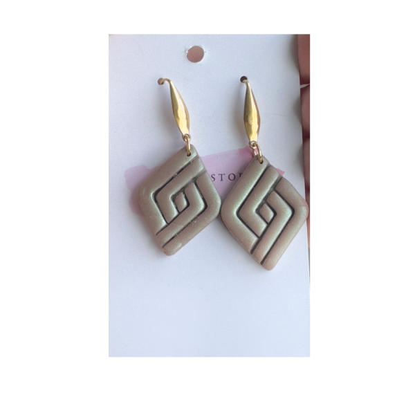 Desert Lines – Geometric Clay Earrings