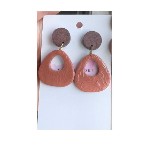 Earth Form – Textured Clay & Wood Earrings